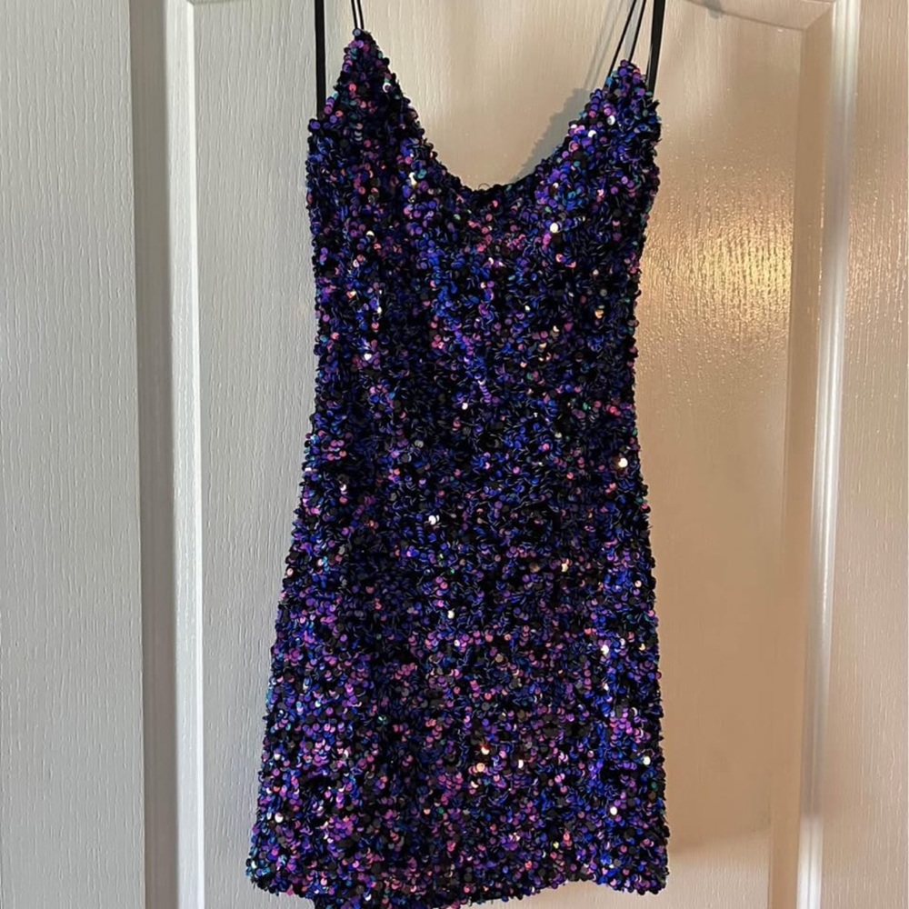 Sequin Mini Dress with Spaghetti Straps